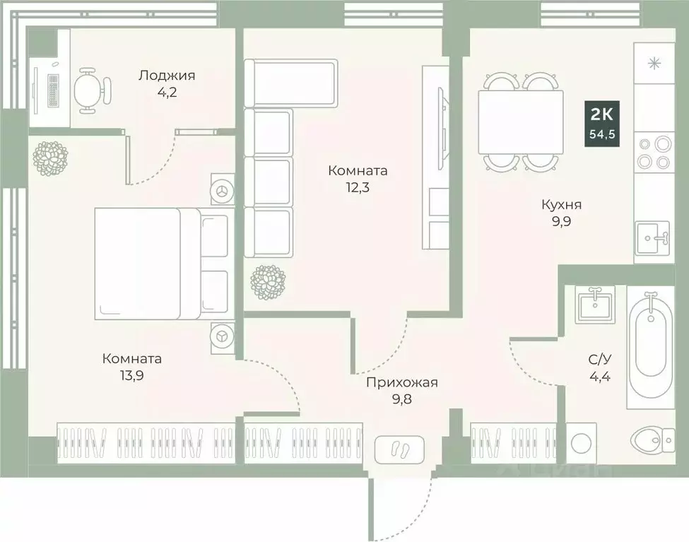 Свободной планировки кв. Курганская область, Курган Заозерный ... - Фото 1