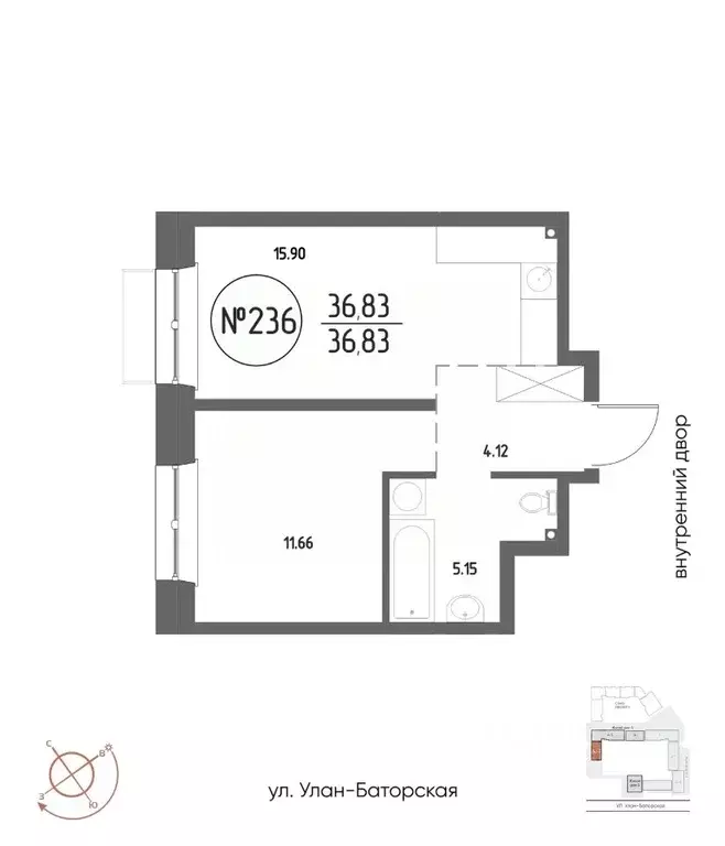 1-к кв. Иркутская область, Иркутск Макс жилой комплекс (36.83 м) - Фото 0