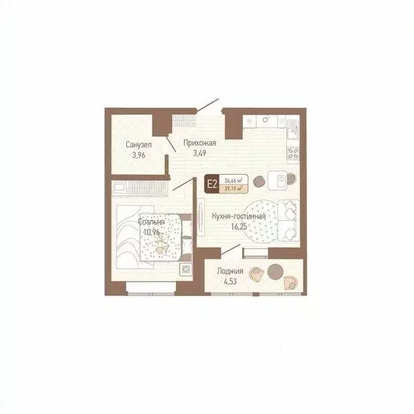 1-к кв. Тульская область, Тула Кулик жилой комплекс (36.93 м) - Фото 0