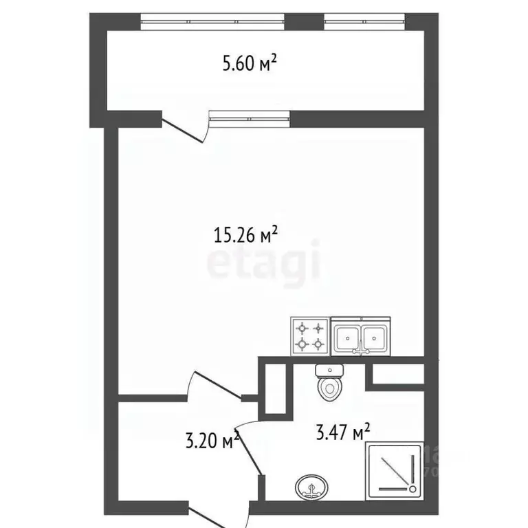 Студия Санкт-Петербург Кубинская ул., 82к3с1 (23.86 м) - Фото 2