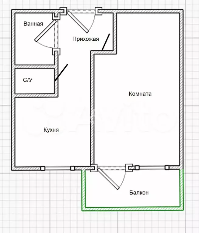 1-к. квартира, 36,3 м, 1/2 эт. - Фото 0