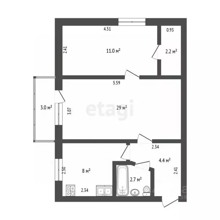 2-к кв. Крым, Саки ул. Строительная (44.4 м) - Фото 2