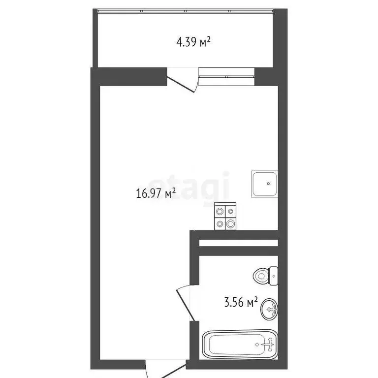 Квартира-студия: деревня Патрушева, улица Александра Пушкина, 14 (23.4 ... - Фото 1