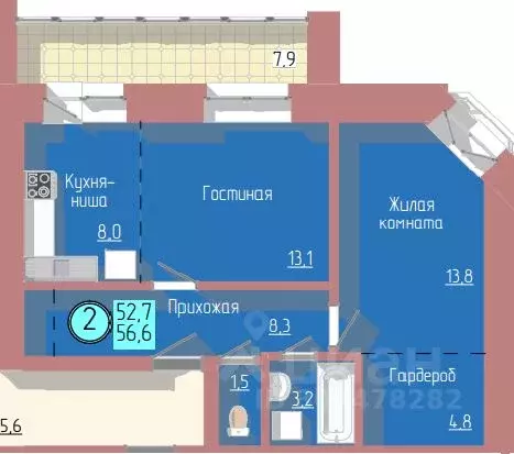 2-к кв. Амурская область, Благовещенск Загородная ул., 47 (56.5 м) - Фото 0