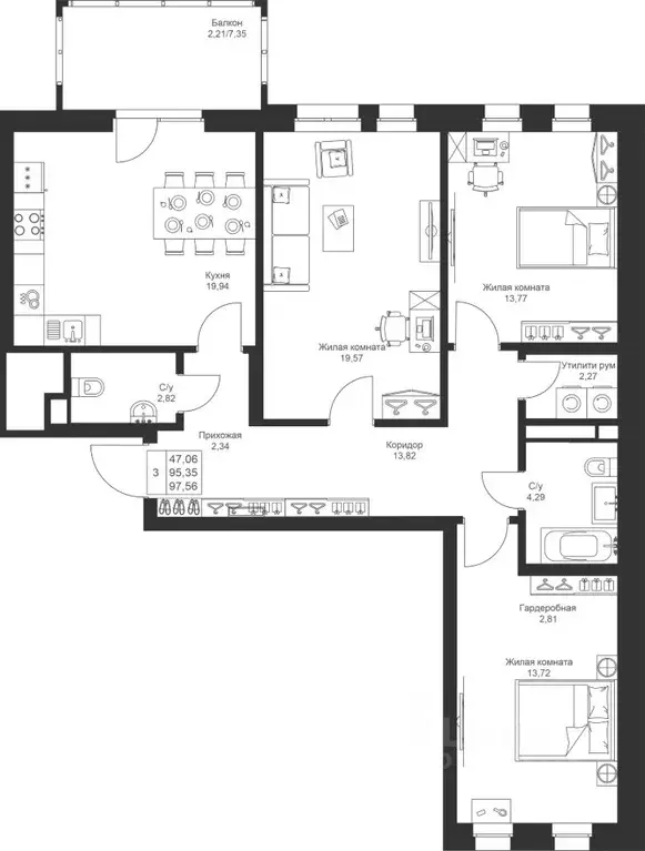 3-к кв. Татарстан, Лаишевский район, Столбищенское с/пос, с. Усады ул. ... - Фото 1