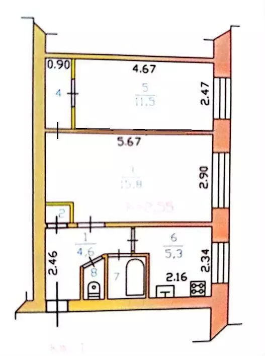 Квартира, 2 комнаты, 43 м - Фото 1