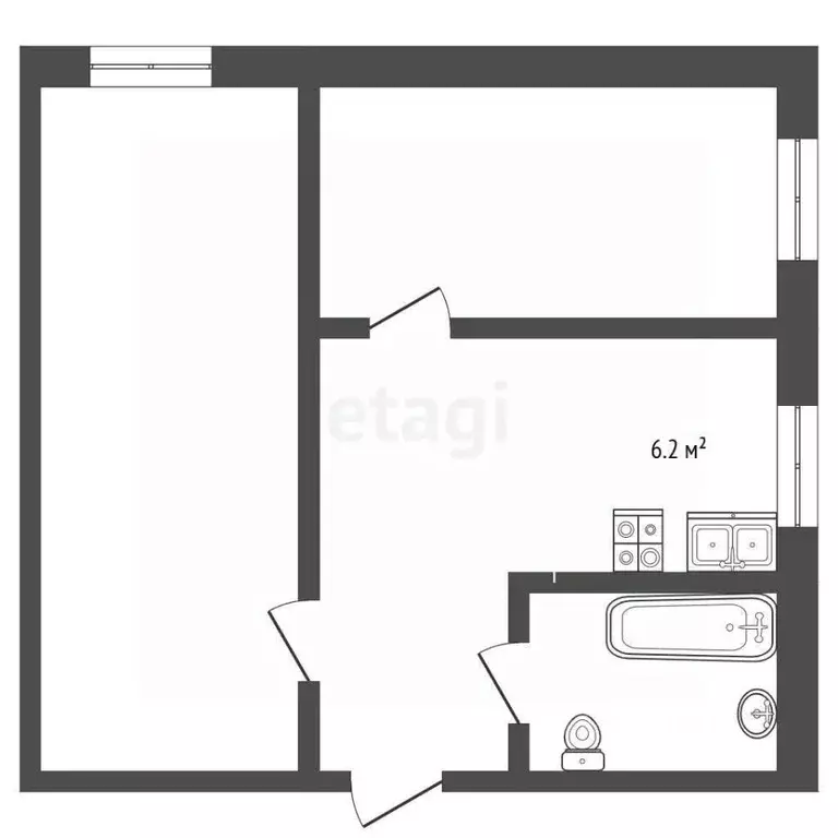 2-к кв. Вологодская область, пос. Ермаково ул. Молодежная, 1 (46.2 м) - Фото 1