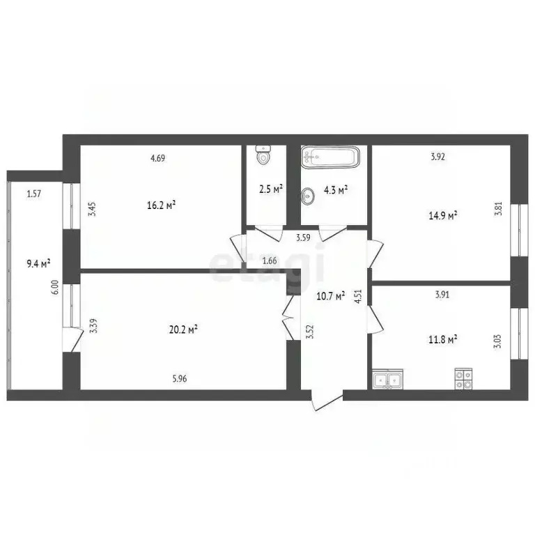 3-к кв. Тюменская область, Тюмень Широтная ул., 100к5 (80.6 м) - Фото 2