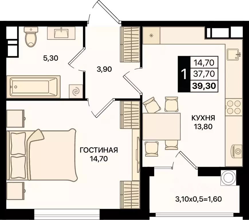 1-к кв. Ростовская область, Ростов-на-Дону Движение61 жилой комплекс ... - Фото 0