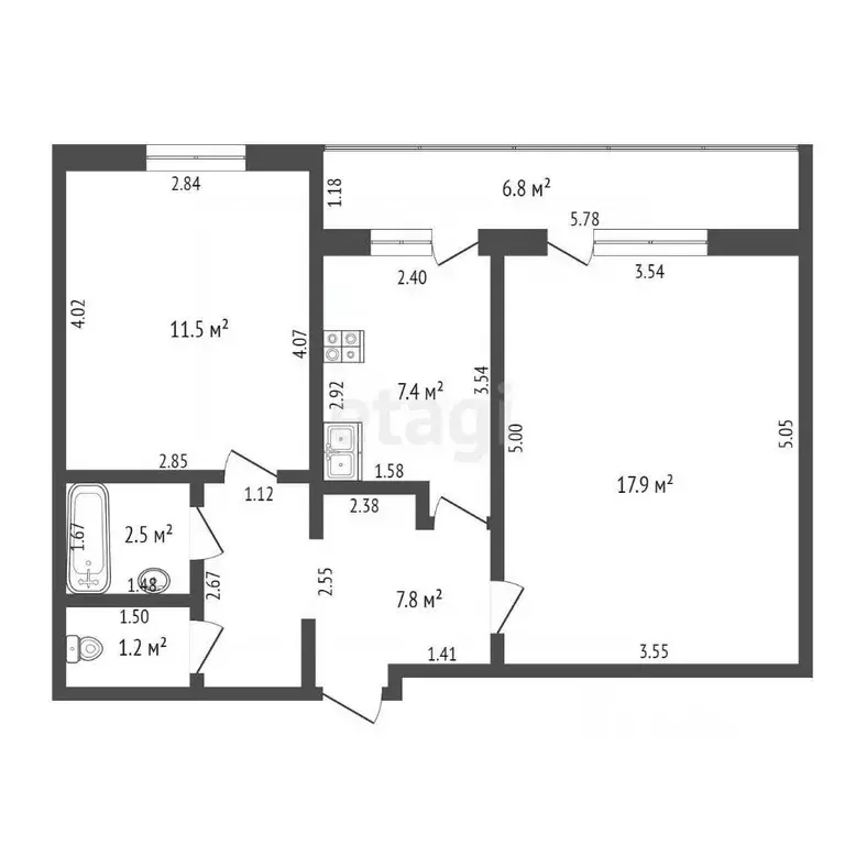 2-к кв. Башкортостан, Стерлитамак Коммунистическая ул., 89 (48.3 м) - Фото 1