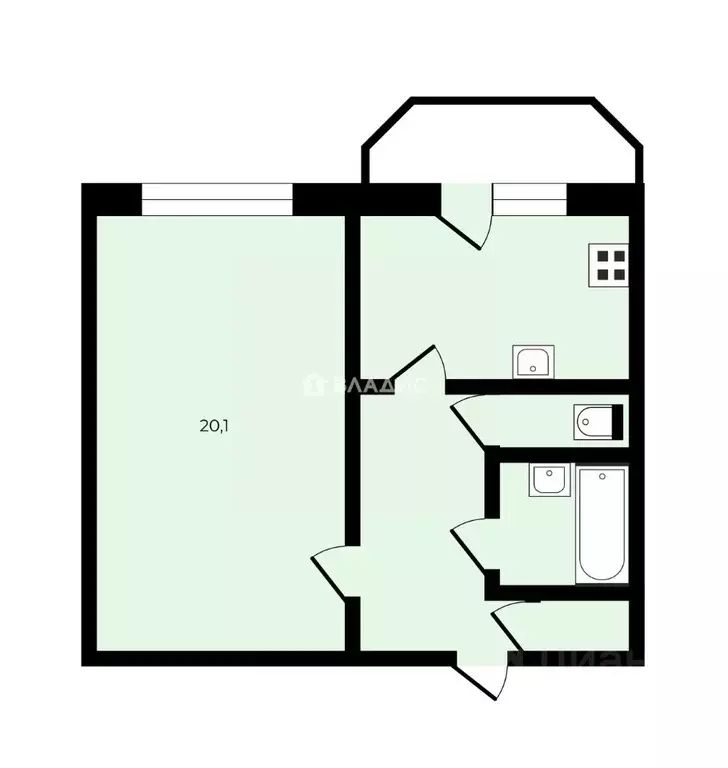 1-к кв. Санкт-Петербург ул. Савушкина, 123К4 (39.2 м) - Фото 2