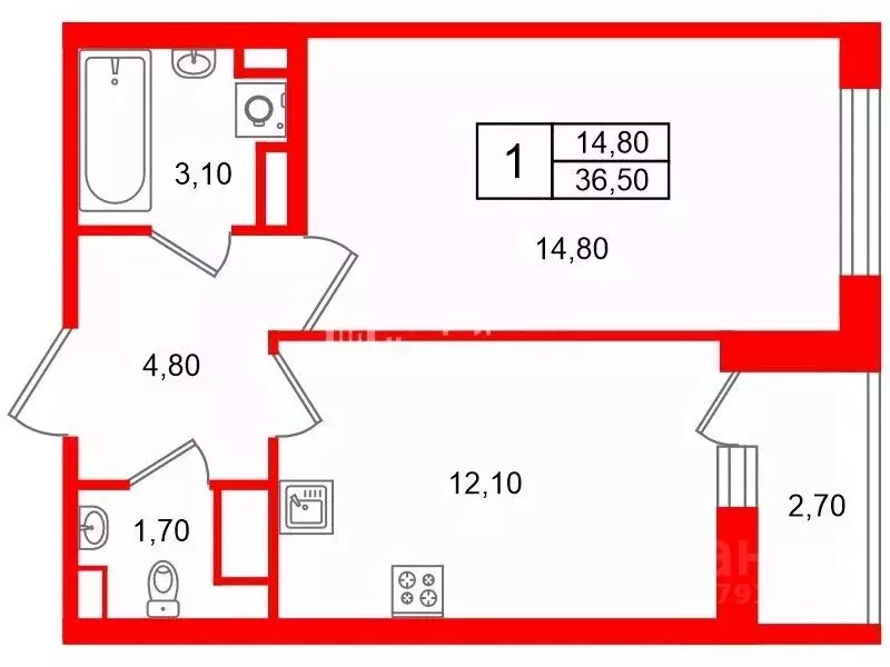 1-к кв. Санкт-Петербург Пискаревский просп., 25к2 (36.5 м) - Фото 1