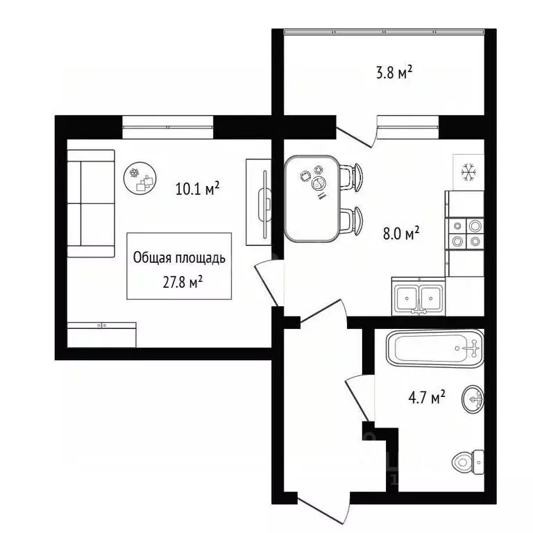 1-к кв. Новосибирская область, Новосибирск ул. Сибиряков-Гвардейцев, ... - Фото 2