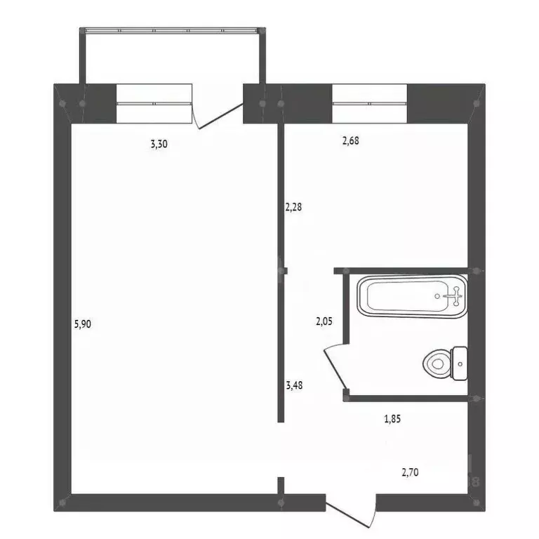 1-к кв. Амурская область, Белогорск Авиационная ул., 10 (34.6 м) - Фото 2