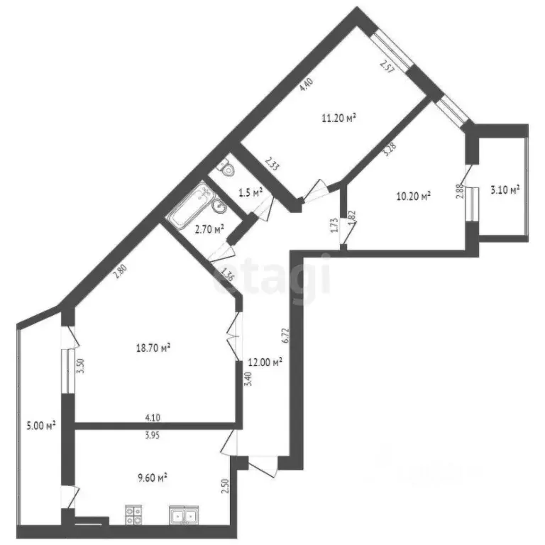 3-к кв. Крым, Евпатория просп. Победы, 10Б (65.4 м) - Фото 1