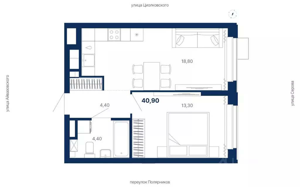 1-к кв. Свердловская область, Екатеринбург пер. Полярников (40.9 м) - Фото 1