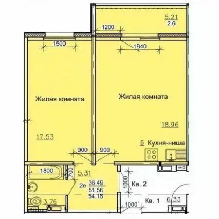 2-к кв. Алтайский край, Барнаул ул. Союза Республик (54.16 м) - Фото 0