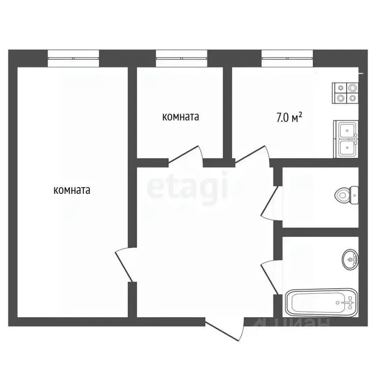 2-к кв. Ямало-Ненецкий АО, Муравленко ул. Нефтяников, 1 (52.0 м) - Фото 0