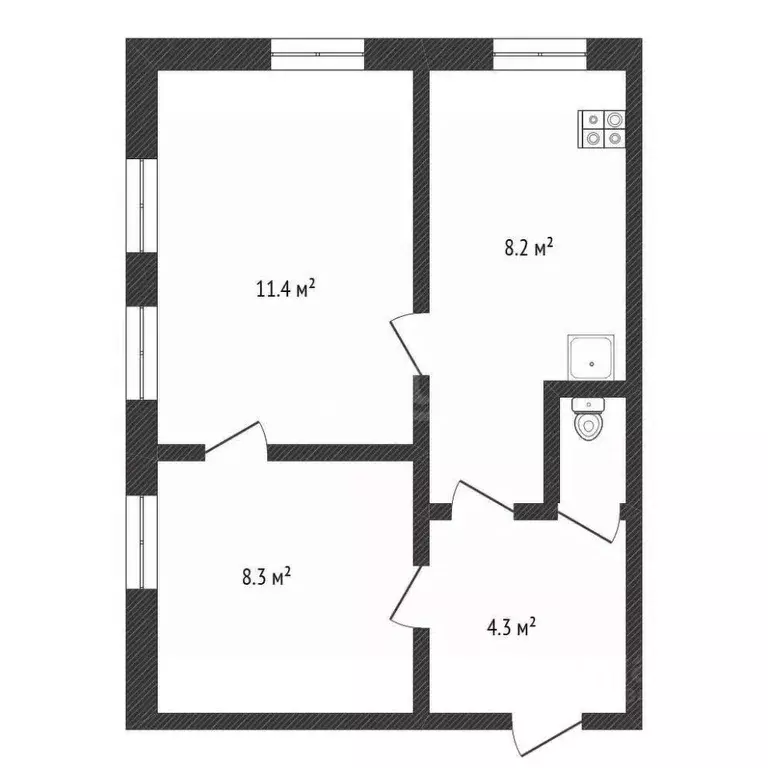 2-к кв. Нижегородская область, Нижний Новгород Революционная ул., 8 ... - Фото 2