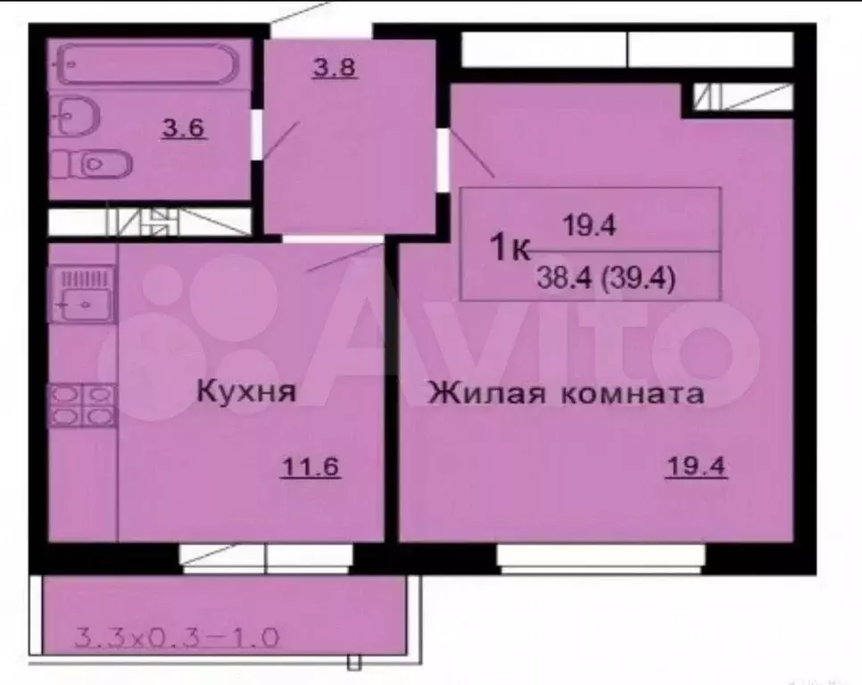 1-к. квартира, 39,5 м, 12/19 эт. - Фото 0
