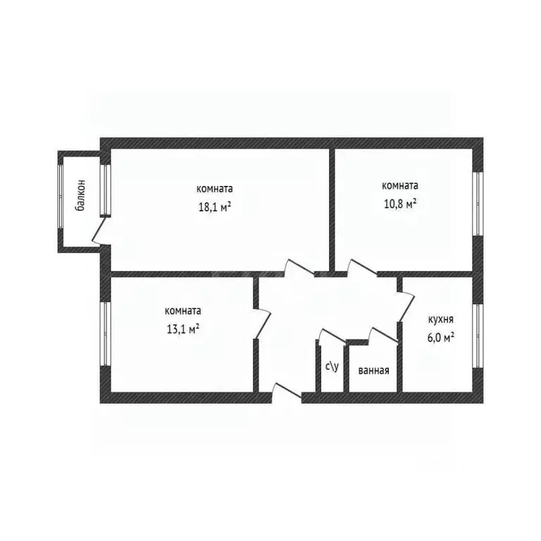 3-к кв. Брянская область, Брянск проезд Федюнинского, 12 (62.7 м) - Фото 2