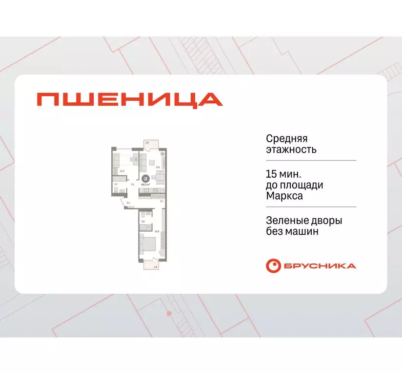 2-комнатная квартира: Новосибирский район, рабочий посёлок Краснообск, ... - Фото 1