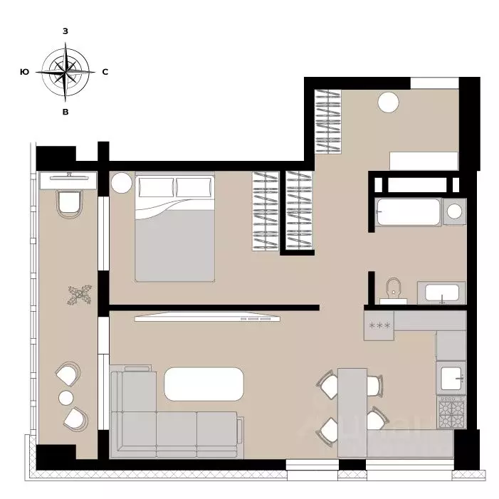 2-к кв. Приморский край, Владивосток Станционная ул., 11А (46.91 м) - Фото 2