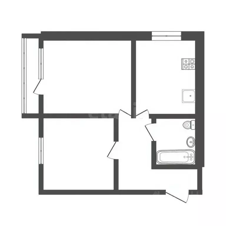 2-к кв. Смоленская область, Смоленск ул. Шевченко, 44 (45.0 м) - Фото 2