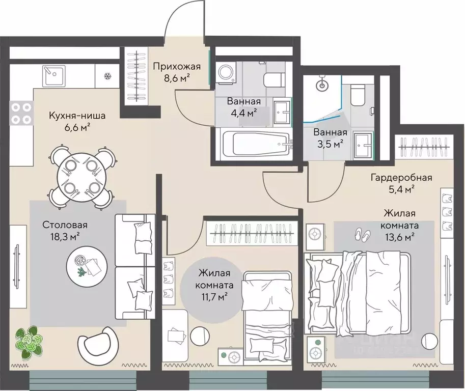 2-к кв. Свердловская область, Екатеринбург Парковый мкр, Никольский ... - Фото 1
