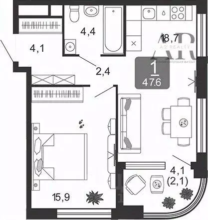 1-к кв. Москва ул. Петра Кончаловского, 7к2 (47.6 м) - Фото 1