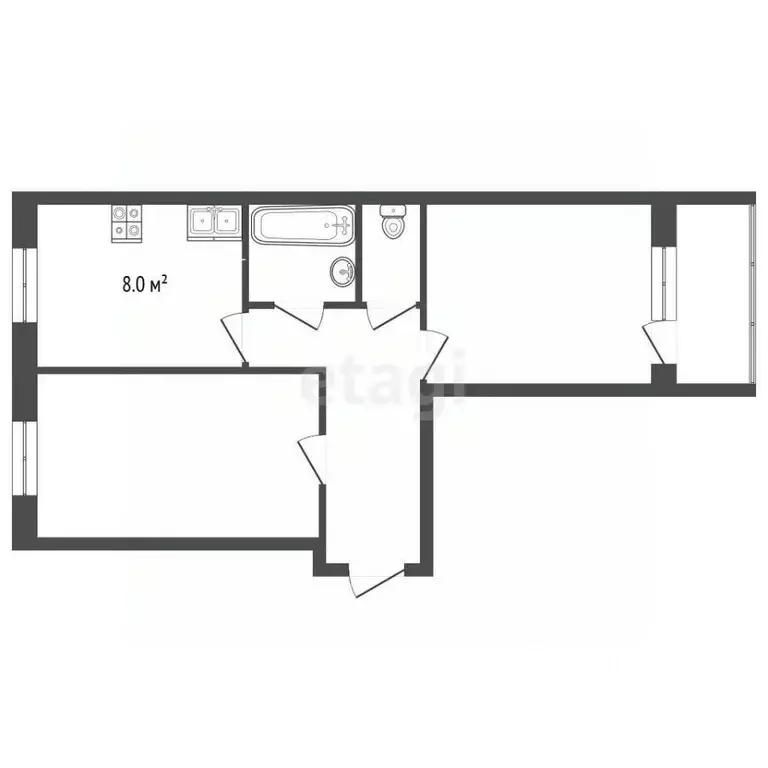 2-к кв. Ямало-Ненецкий АО, Ноябрьск Советская ул., 83А (52.0 м) - Фото 2