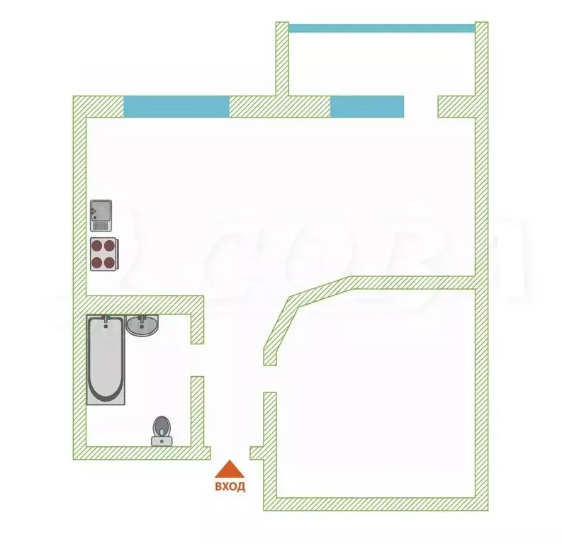 1-к кв. Тюменская область, Тюмень ул. Мебельщиков, 6 (48.5 м) - Фото 2