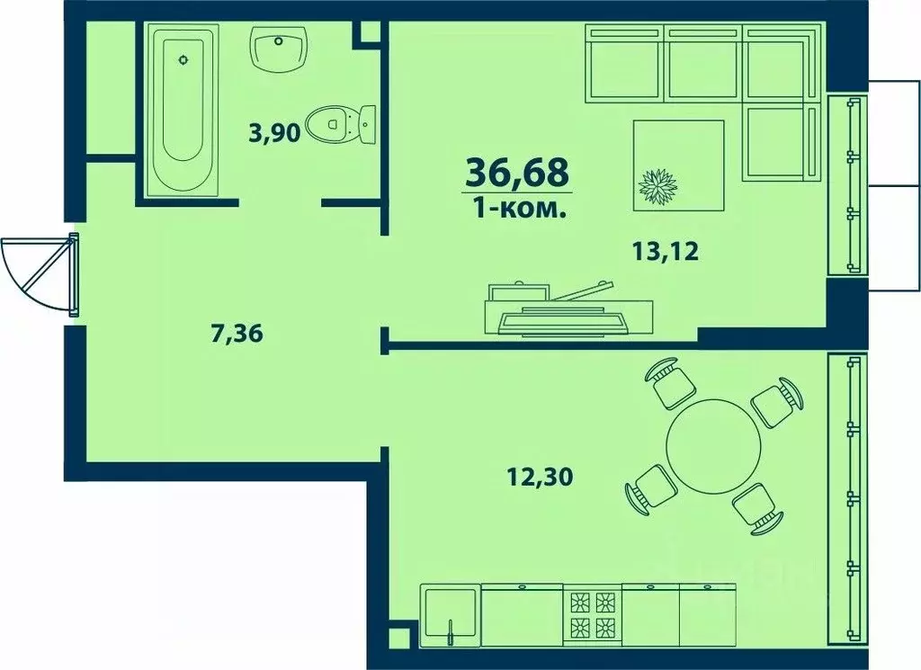 1-к кв. Башкортостан, Уфа ул. Ивана Спатара, 14 (36.68 м) - Фото 1