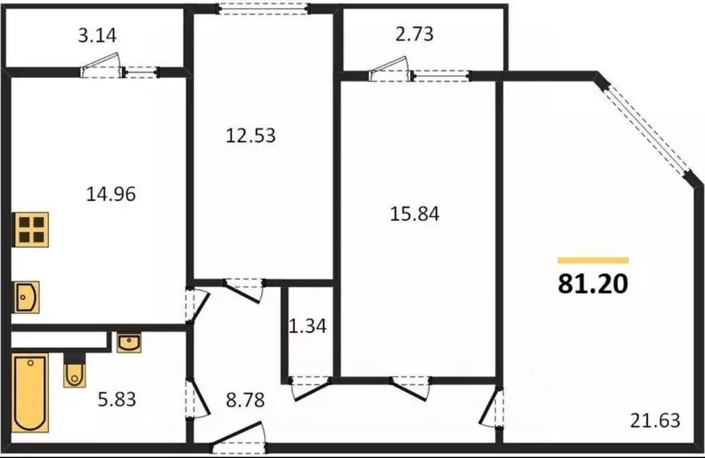 3-к кв. Самарская область, Самара ул. Советской Армии, 91 (81.6 м) - Фото 2