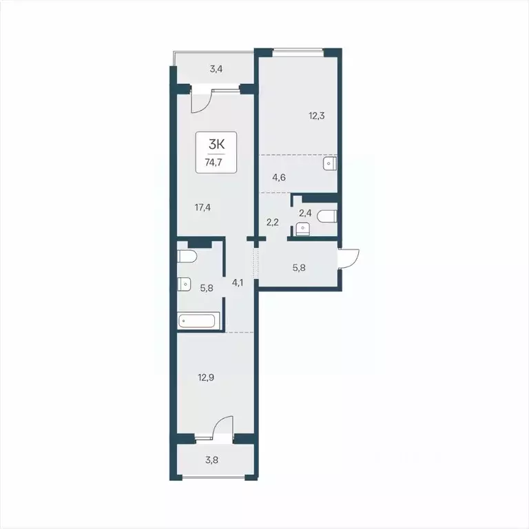 3-к кв. Новосибирская область, Новосибирск ул. Сибиряков-Гвардейцев, ... - Фото 1