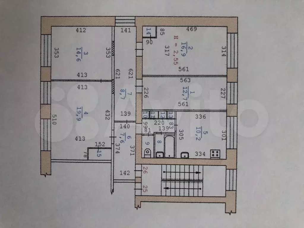 4-к. квартира, 96,1 м, 3/5 эт. - Фото 0