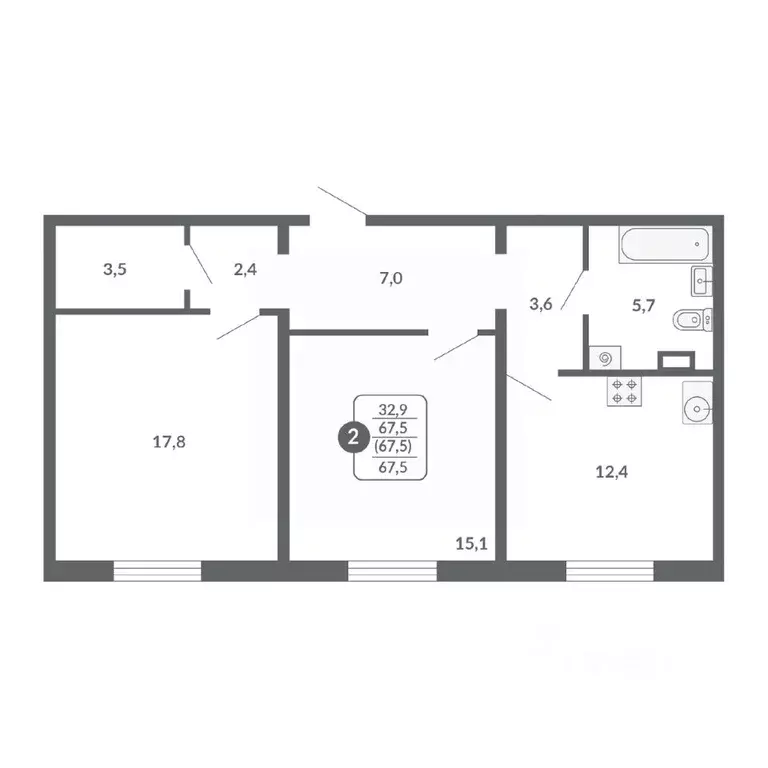 2-к кв. Кировская область, Киров ул. Пушкина, 25 (67.5 м) - Фото 1