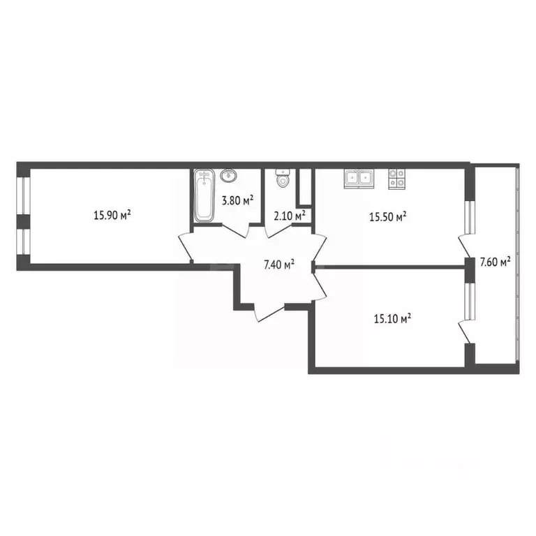 2-к кв. Санкт-Петербург Манчестерская ул., 3 (64.0 м) - Фото 0