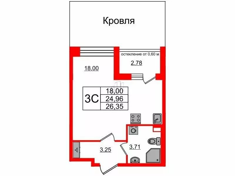 Квартира-студия: Санкт-Петербург, Кубинская улица, 78Е (24.96 м) - Фото 0