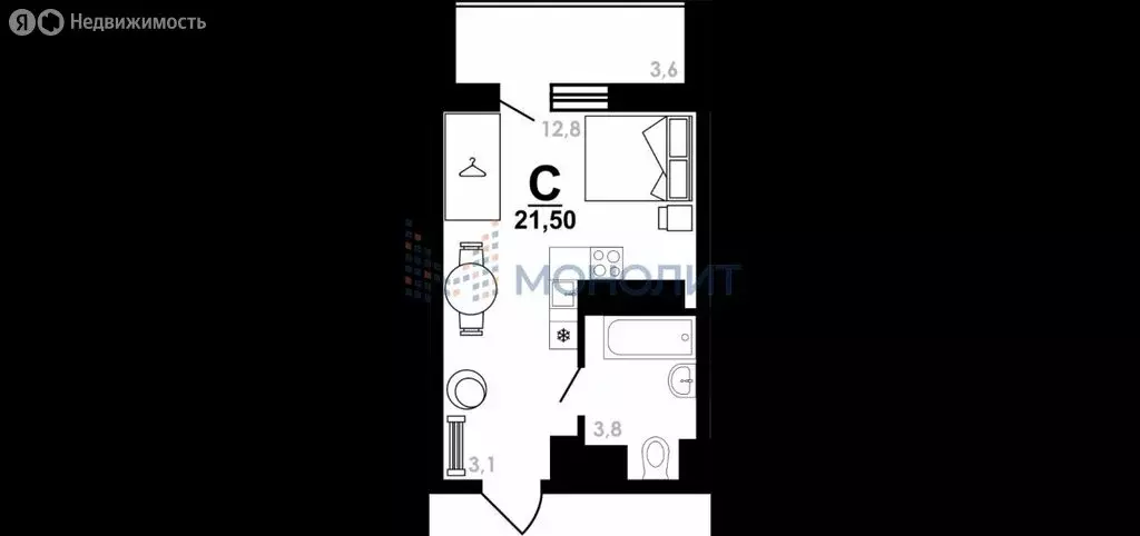 Квартира-студия: Нижний Новгород, Коломенская улица, 8А (21.5 м) - Фото 0