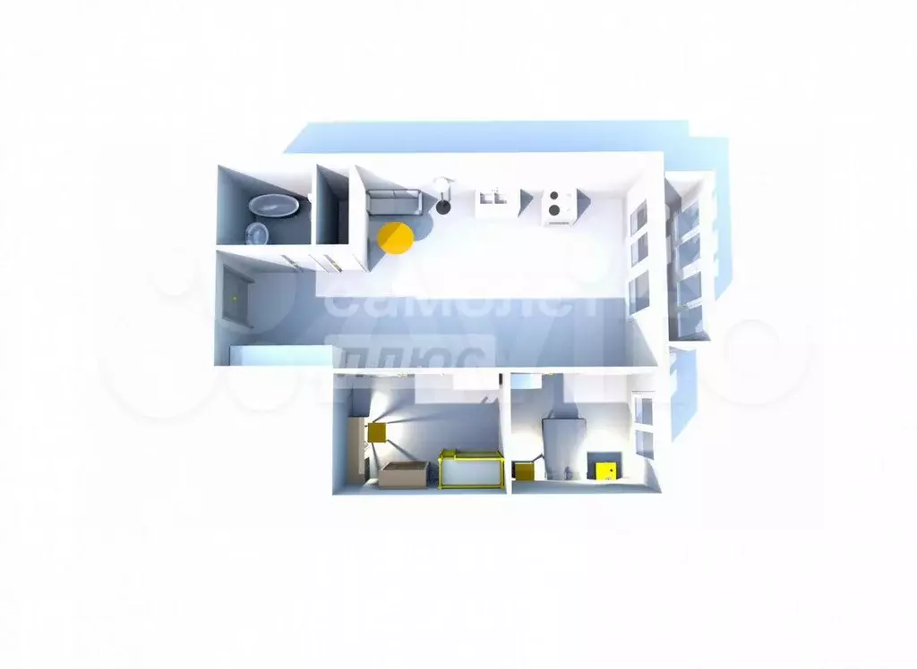 3-к. квартира, 44,2 м, 1/3 эт. - Фото 0