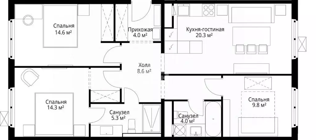 3-к кв. Московская область, Ленинский городской округ, д. Сапроново, ... - Фото 0