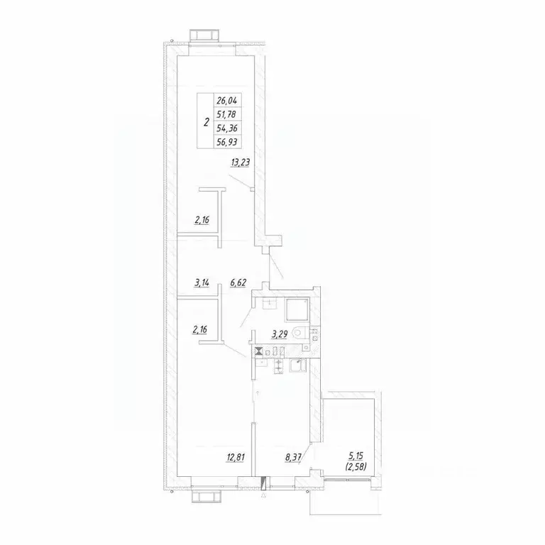 2-к кв. Калининградская область, Зеленоградск  (56.93 м) - Фото 1