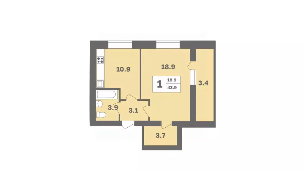 1-к кв. Башкортостан, Уфа Дагестанская ул., лит13 (43.9 м) - Фото 1