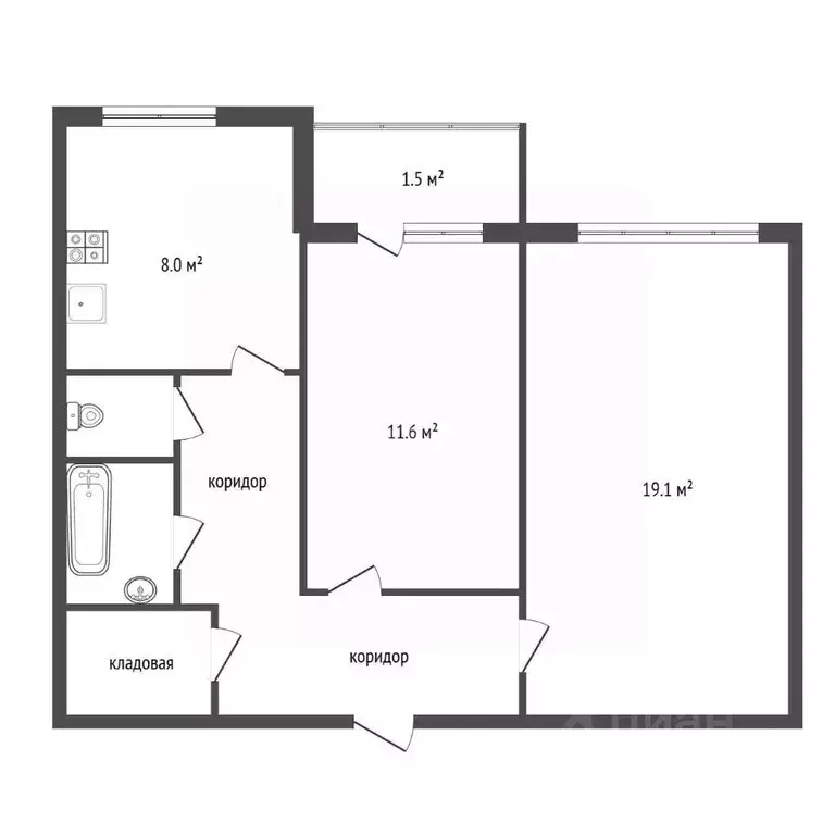 2-к кв. Воронежская область, Воронеж ул. Владимира Невского, 81 (53.8 ... - Фото 1