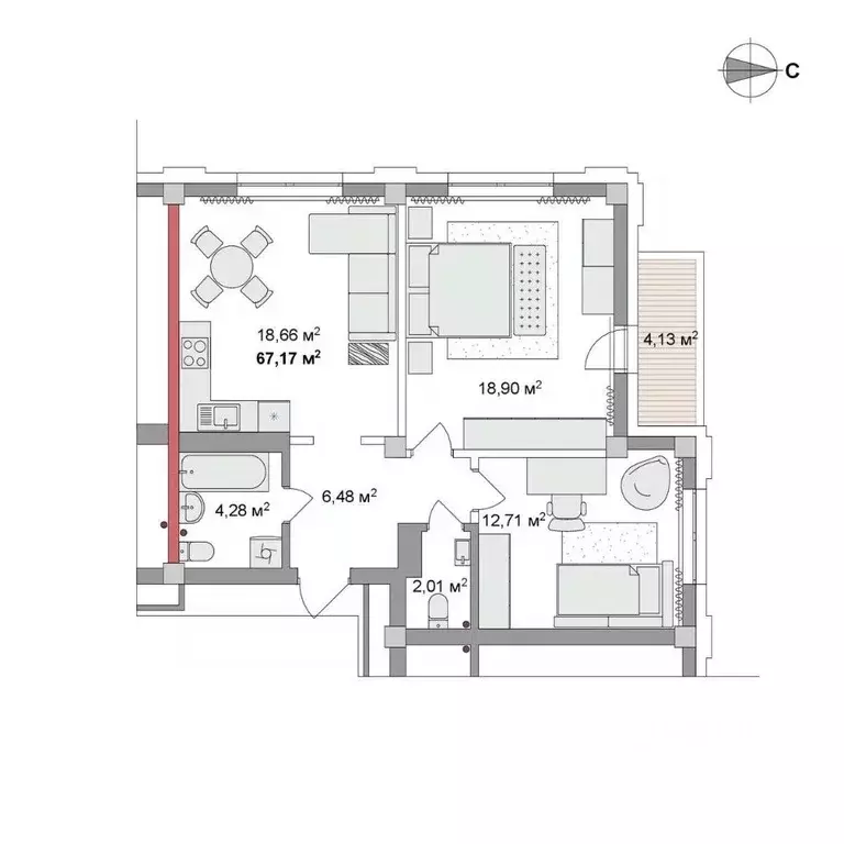 3-к кв. Новосибирская область, Новосибирский район, Краснообск рп 253 ... - Фото 1