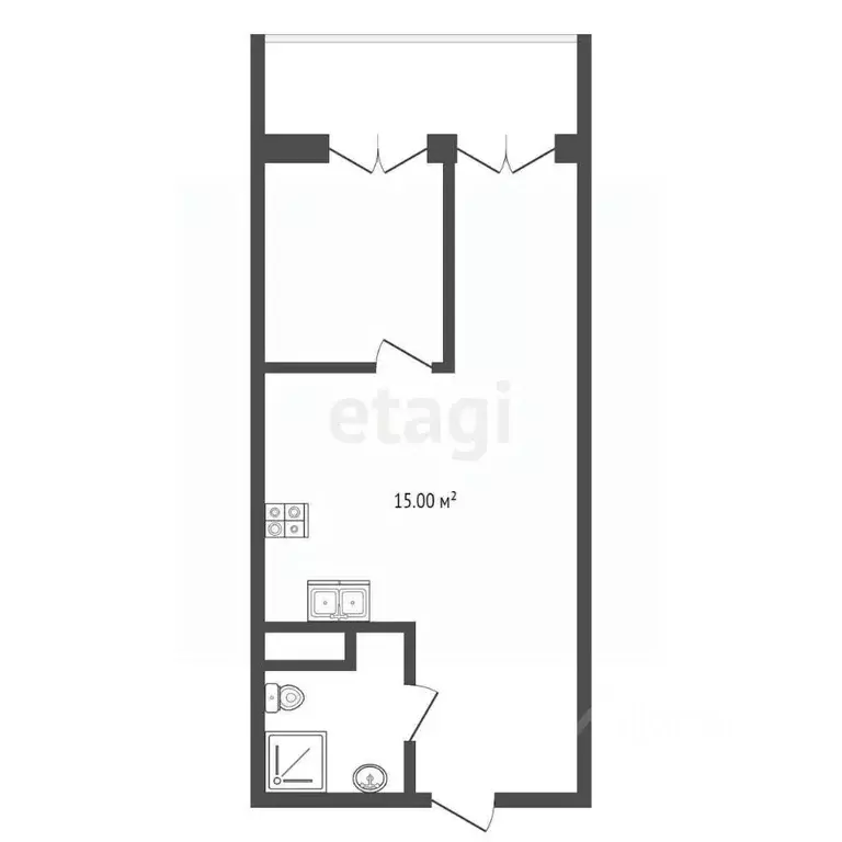 Студия Крым, Ялта ул. Дражинского, 48 (46.5 м) - Фото 1