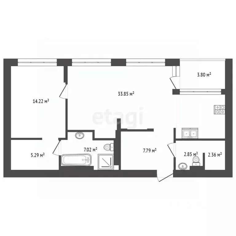 2-к кв. Тюменская область, Тюмень ул. Усиевича, 16 (72.2 м) - Фото 2