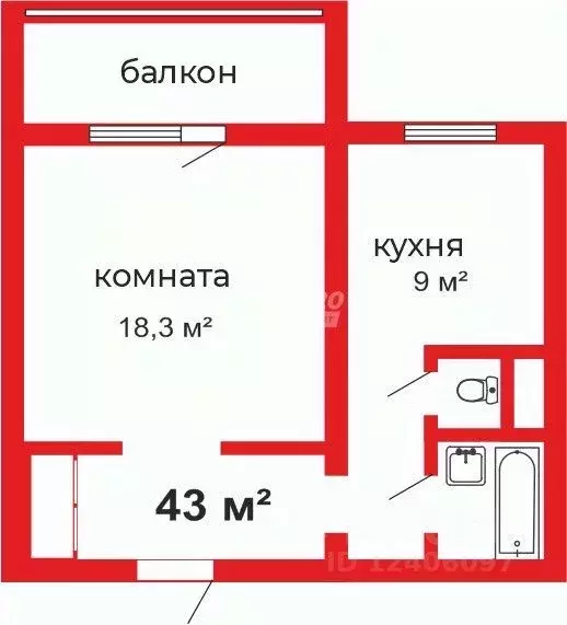 1-к кв. Челябинская область, Челябинск ул. Братьев Кашириных, 85а ... - Фото 1