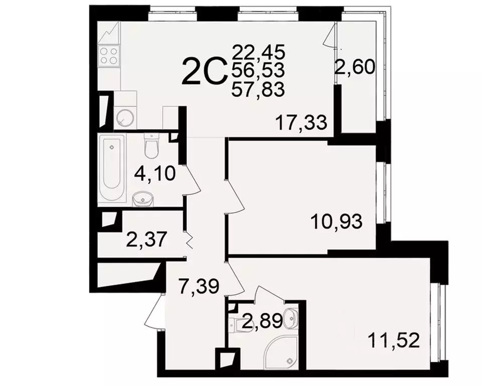 2-к кв. Рязанская область, Рязань ул. Чкалова (56.53 м) - Фото 1